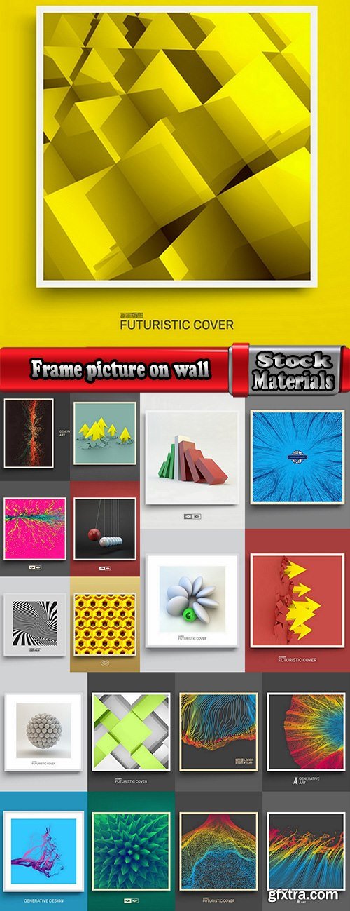 Frame picture on wall background decoration element background abstract illustration 19 EPS