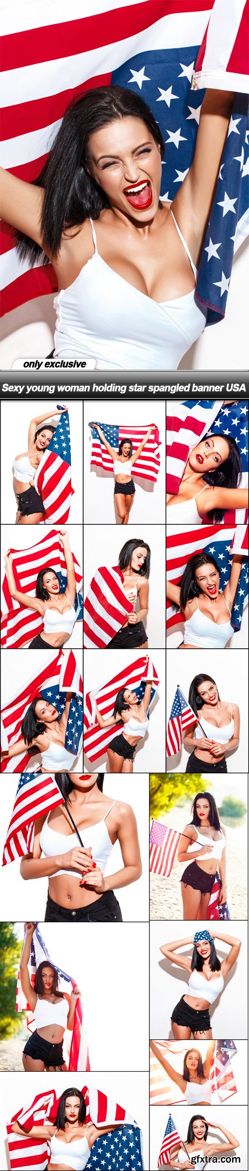 Sexy young woman holding star spangled banner USA - 16 UHQ JPEG