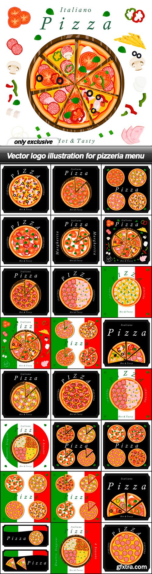 Vector logo illustration for pizzeria menu - 25 EPS