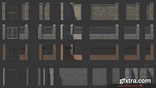 PBR Modular Fence Pack VR / AR / low-poly 3D model