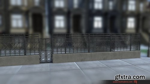 PBR Modular Fence Pack VR / AR / low-poly 3D model