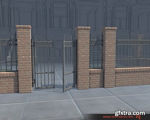 PBR Modular Fence Pack VR / AR / low-poly 3D model