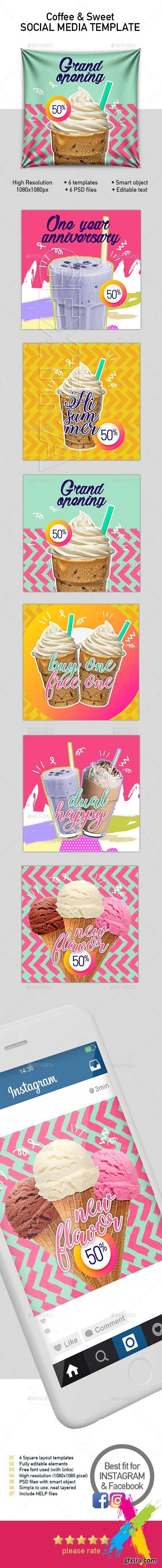 Graphicriver - Set 6 Instagram Templates for Food and Drinks Business 20238514