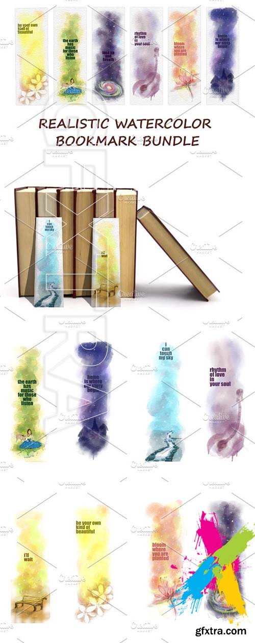 CM - REALISTIC WATERCOLOR BOOKMARK BUNDLE 1671420