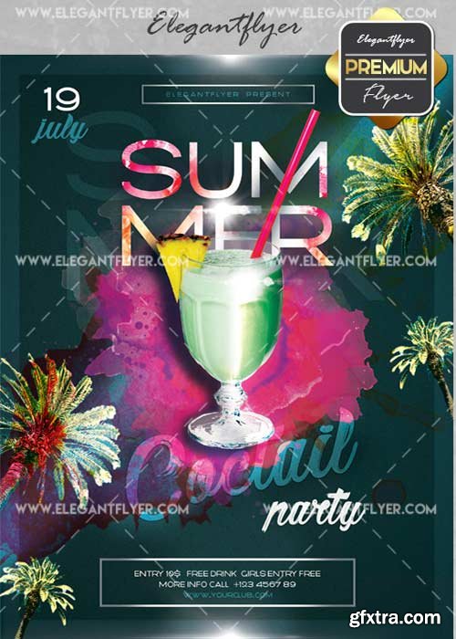 Summer Coctail Party V10 Flyer PSD Template + Facebook Cover