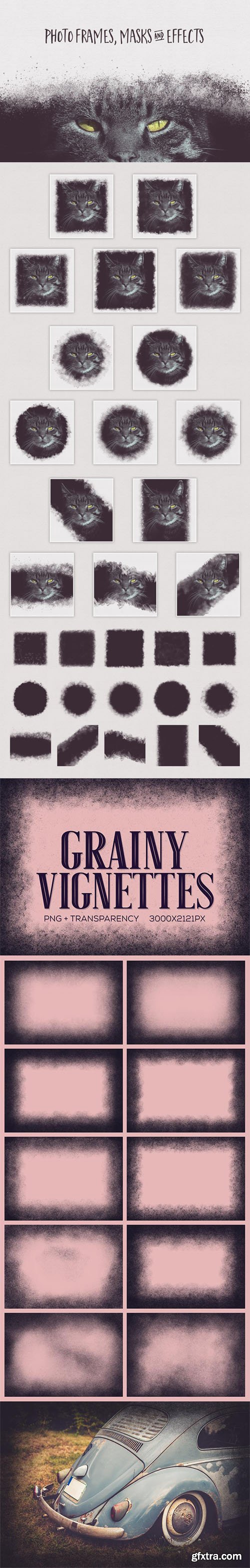 25 Grainy Vignette Textures, Frames, Masks and Effects