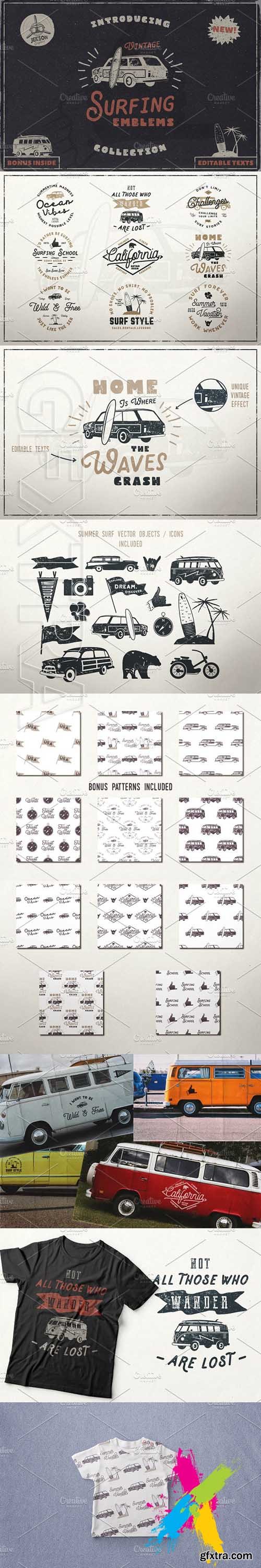 CM - Vintage Surfing Emblems Set 1672094