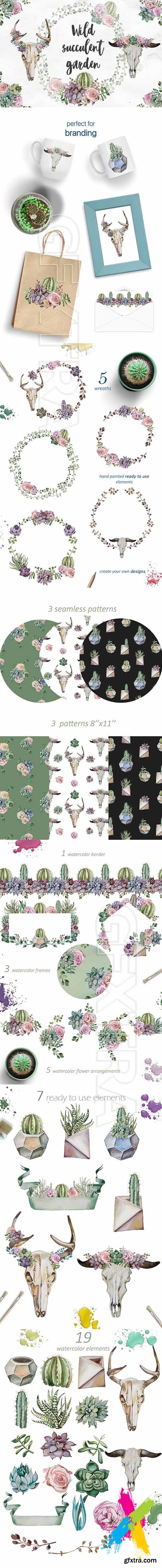 CM - Watercolor Wild Succulent Garden Set 1671899