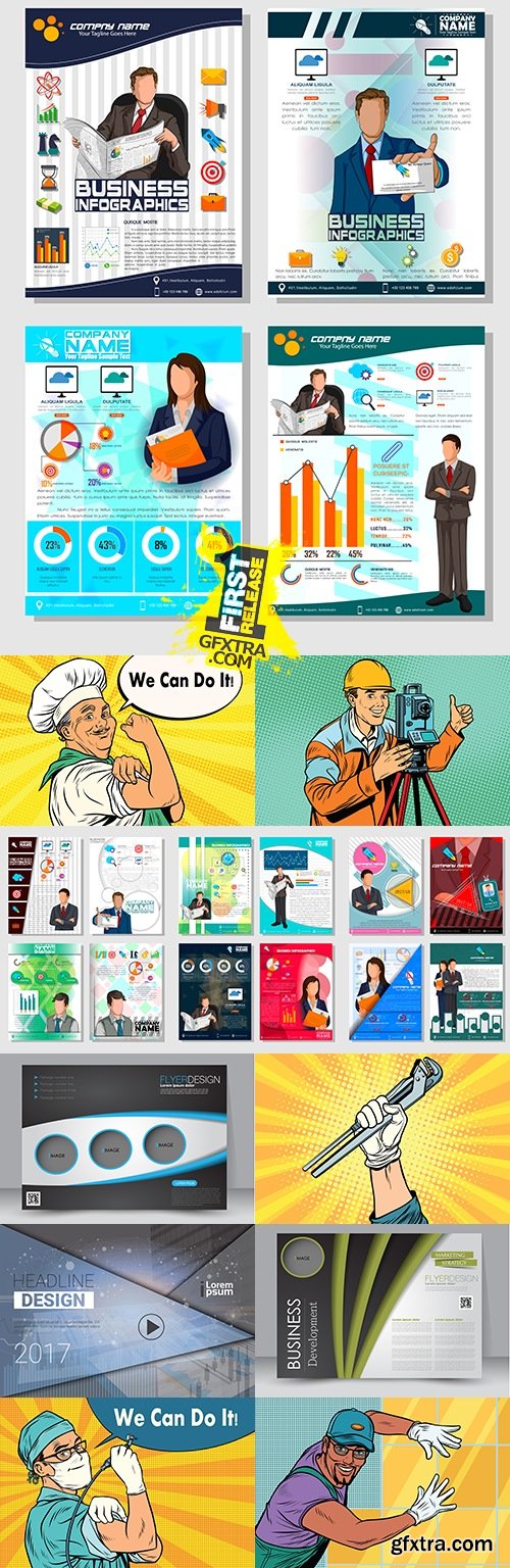 Business templates people and comic illustration big collection