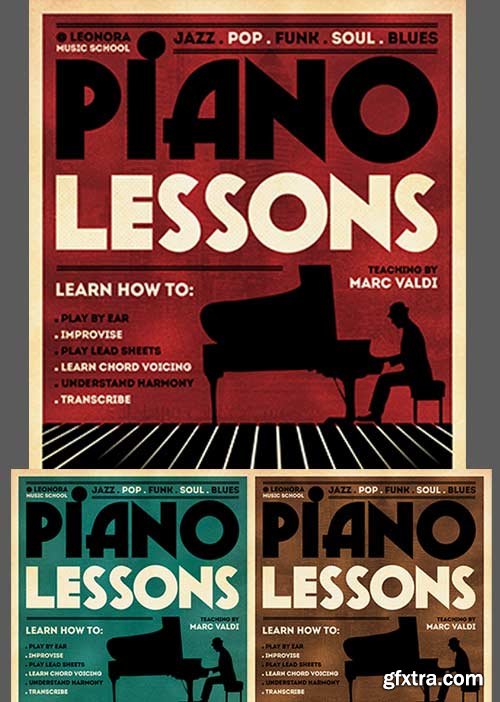 Piano Lessons Flyer 3in1 V1 Flyer Template