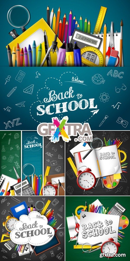 Back to School Banners & Backgrounds Vector