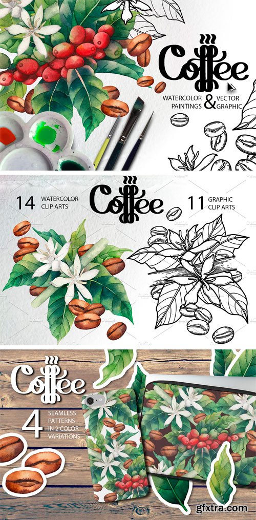 CM - Watercolor and Graphic Coffee Plants 1643046