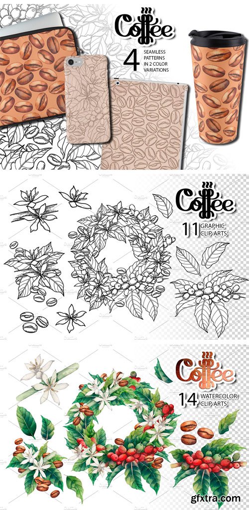 CM - Watercolor and Graphic Coffee Plants 1643046