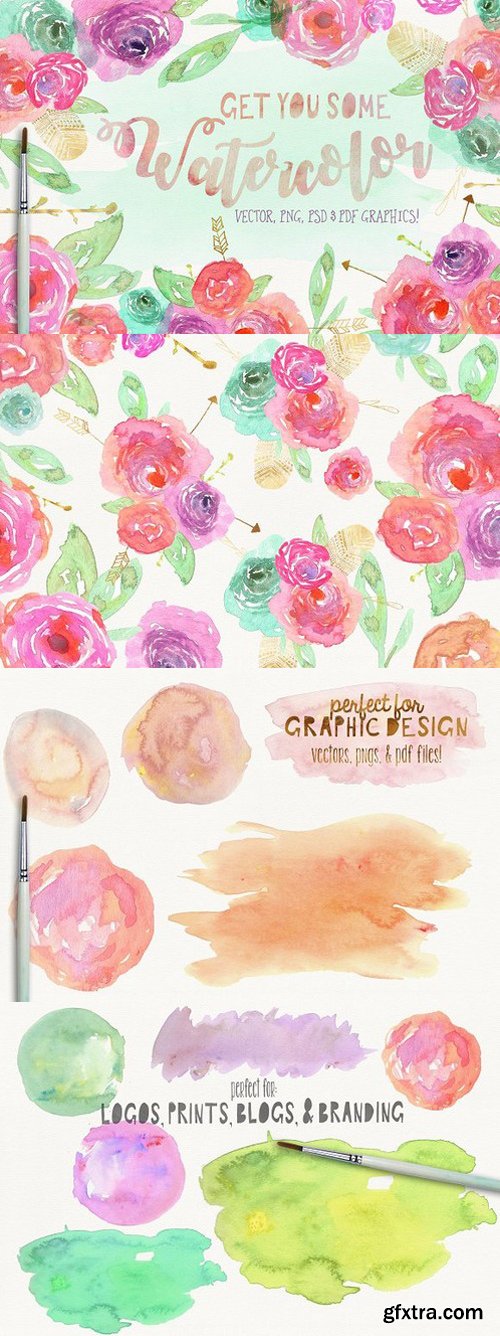 CM - Watercolor Floral Clipart 1595818