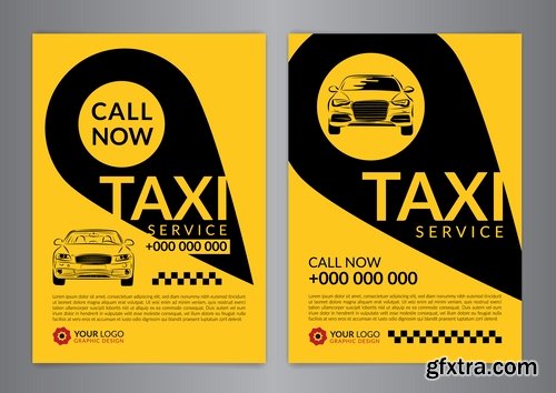 Flyer car taxi banner advertising poster signboard invitation card business card 21 EPS