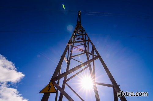 Electric tower pillar cable sunset industrialization 23 HQ Jpeg