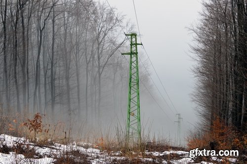 Electric tower pillar cable sunset industrialization 23 HQ Jpeg