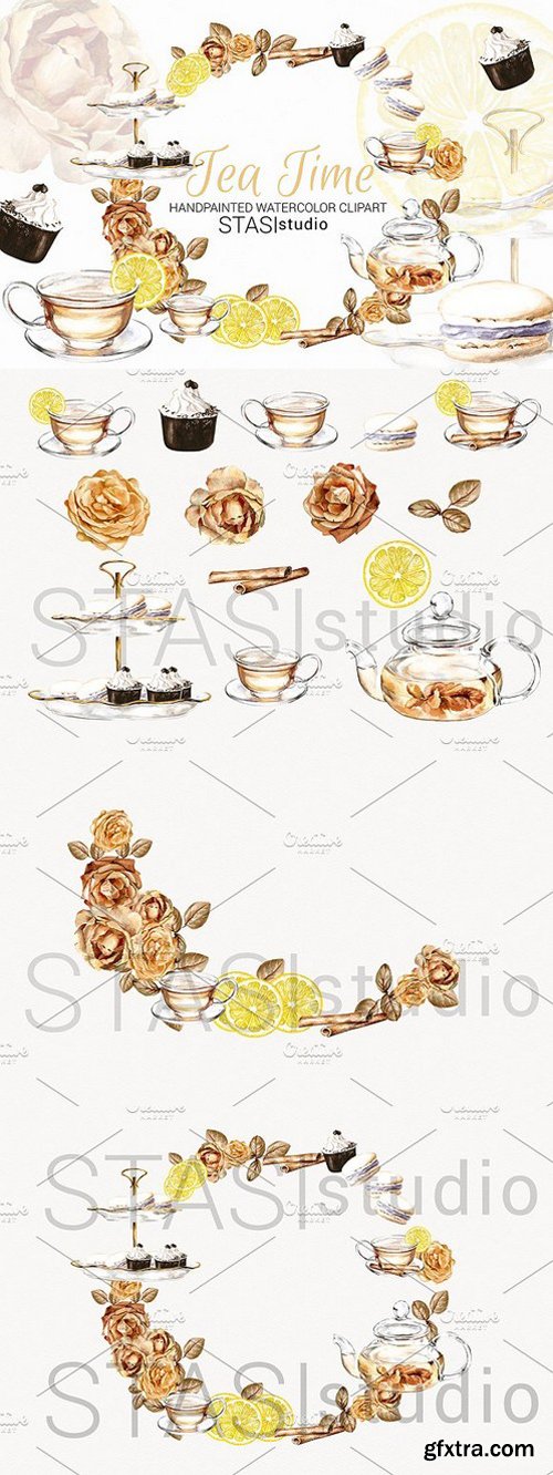 CM - Tea Time Watercolor Clipart 1593769