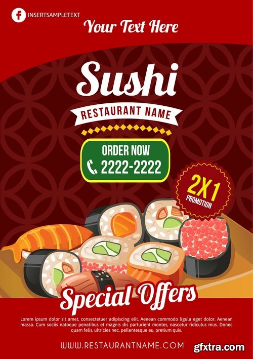 Menu restaurant sweet sushi paste 14 EPS