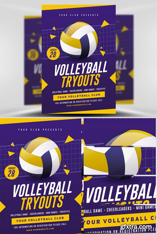 Volleyball Tryouts Flyer Template