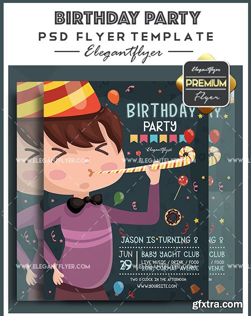 Birthday Party V011 Flyer PSD Template + Facebook Cover