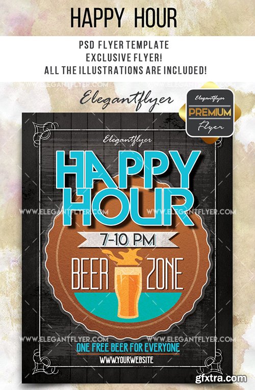 Happy Hour V10 Flyer PSD Template + Facebook Cover