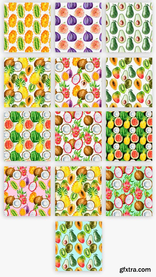 CM - Watercolor Tropical Fruits Clipart 1623924