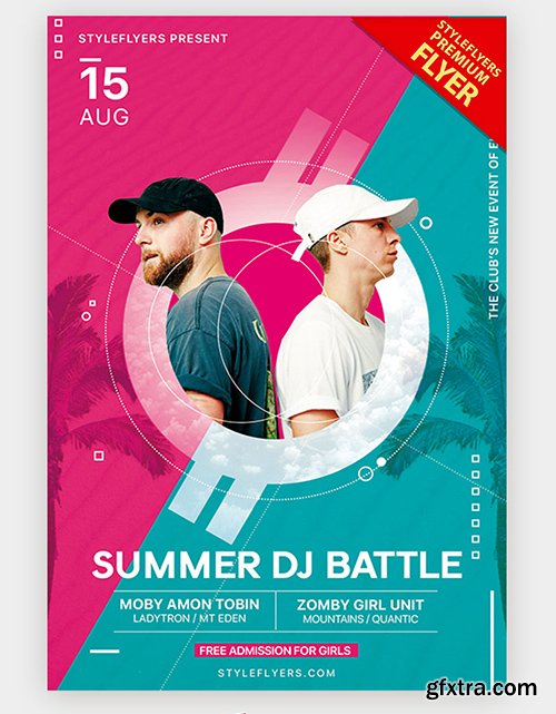 Summer DJ Battle PSD Flyer Template