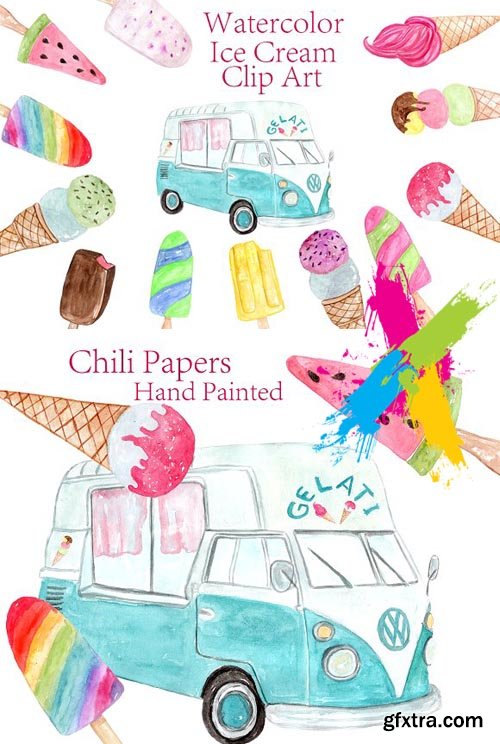 Watercolor Ice Cream clipart 1671426