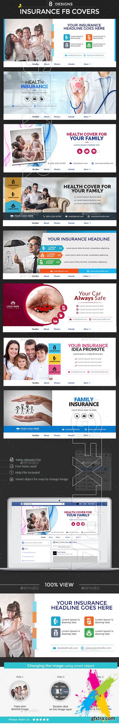 Graphicriver - Insurance Facebook Covers - 8 Designs 20280115