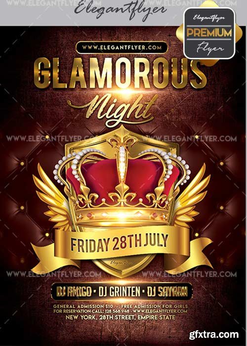 Glamorous Night V42 Flyer PSD Template + Facebook Cover