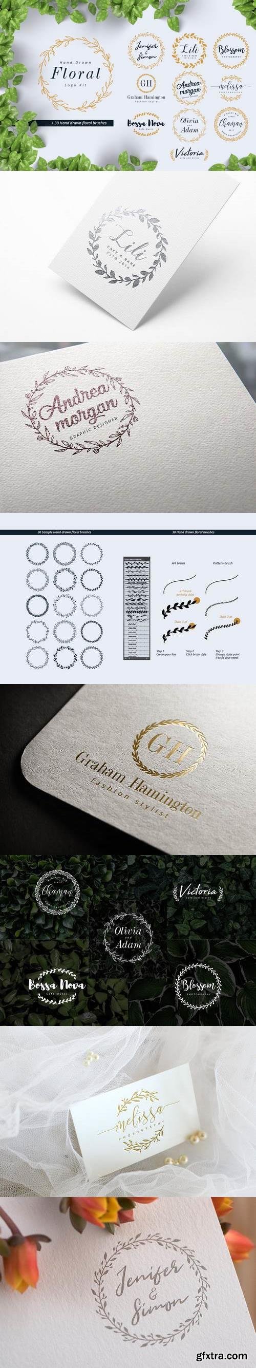 Hand Drawn Floral Logo Kit