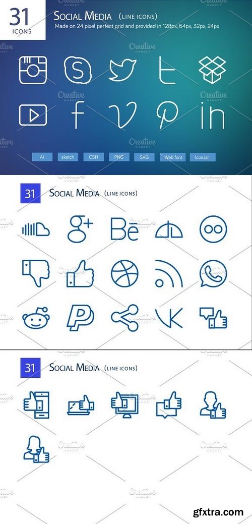 CM - 31 Social Media Line Icons 597845