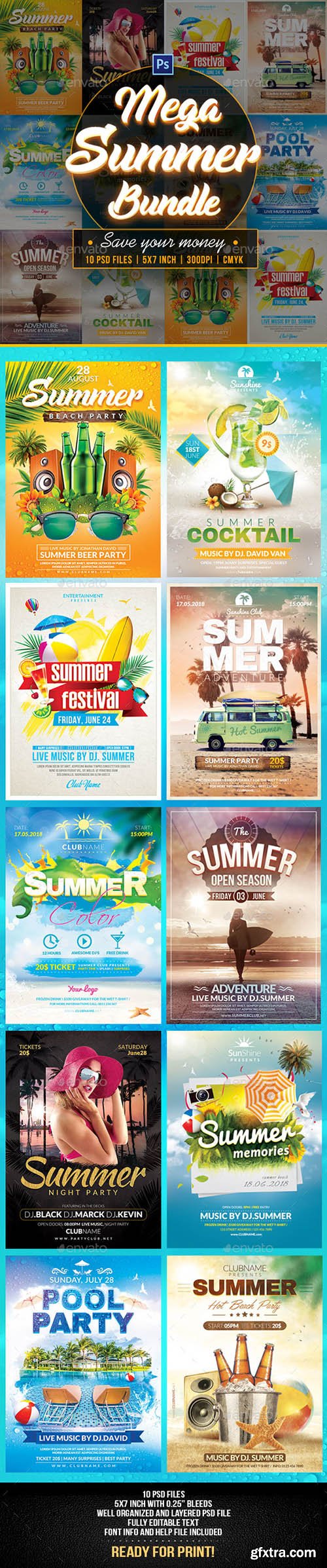 Graphicriver Summer Bundle Flyers Template 20166940