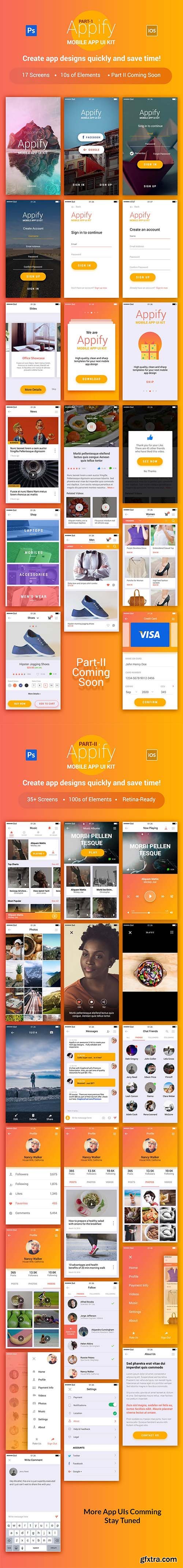 PSD Mobile App UI Kit - Appify Vol.1 & Vol.2