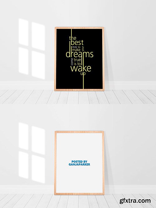 PSD Mock-Up - Wooden Standing Frame Poster