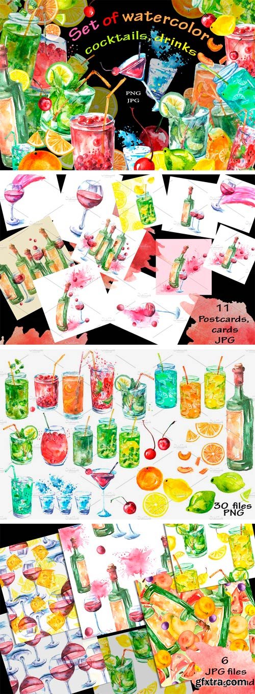 CM - Watercolor Set of Cocktail, Drinks