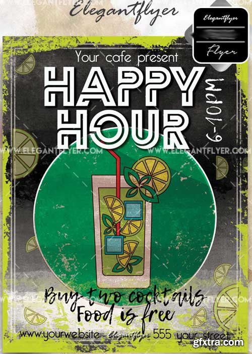 Happy Hour V49 Flyer PSD Template + Facebook Cover