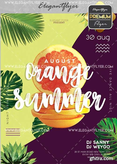 Orange Summer V2 Flyer PSD Template + Facebook Cover