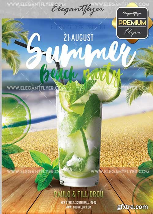 Summer beach Party V20 Flyer PSD Template + Facebook Cover