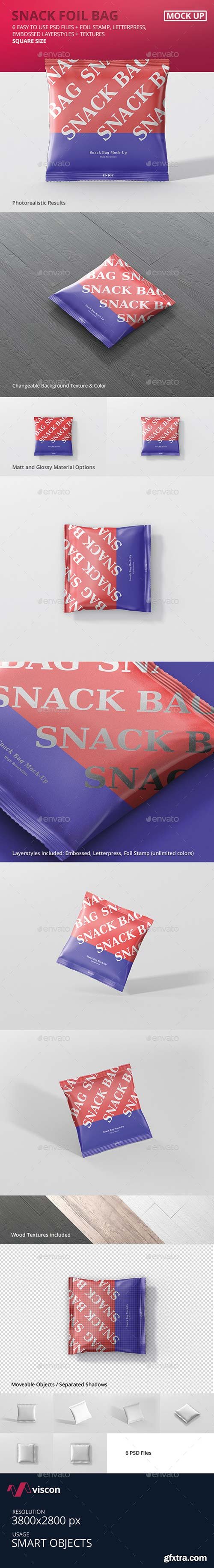 Graphicriver - Snack Foil Bag Mockup - Square Size 20246782