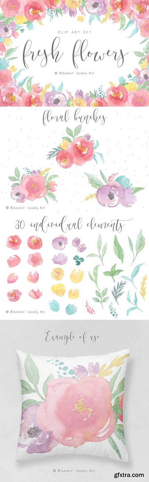 CM - Watercolor Flower Clip Art - Florals 1626490