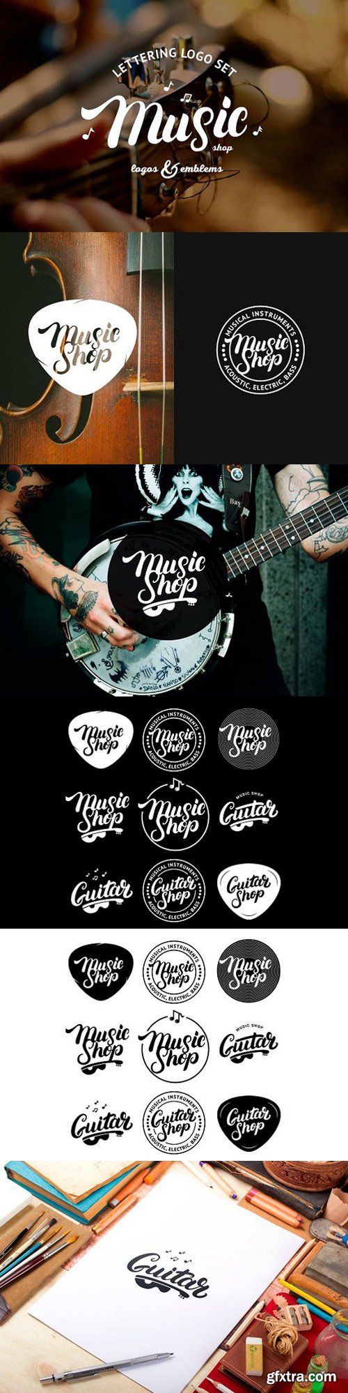 CM - Music & Guitar Shop Logo Set 1618001