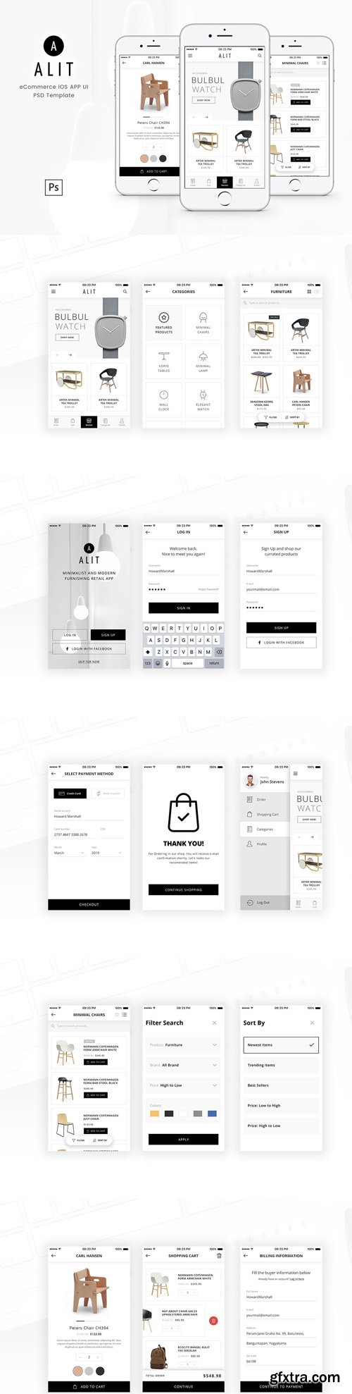 Alit - Minimalist eCommerce PSD UI for iOS App