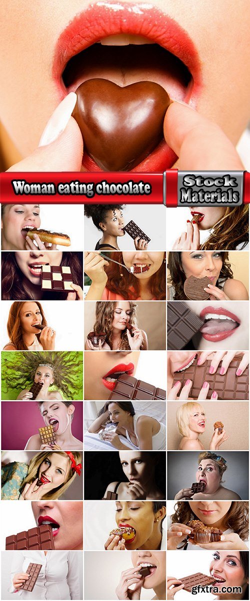 Woman eating chocolate tile sweetness 25 HQ Jpeg