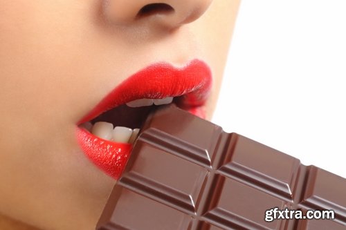 Woman eating chocolate tile sweetness 25 HQ Jpeg