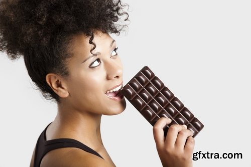 Woman eating chocolate tile sweetness 25 HQ Jpeg