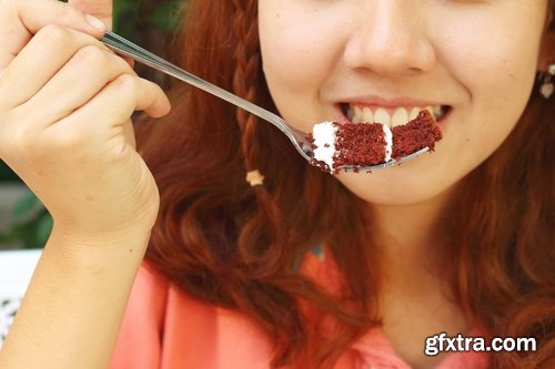 Woman eating chocolate tile sweetness 25 HQ Jpeg