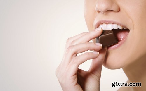 Woman eating chocolate tile sweetness 25 HQ Jpeg