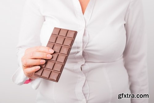 Woman eating chocolate tile sweetness 25 HQ Jpeg